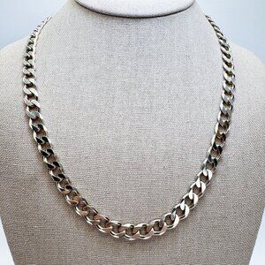 VTG Sterling Silver 925 Heavy Curb Link Chain Necklace Size 20.5" Length